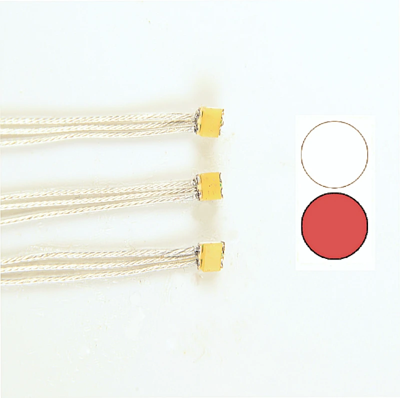 3 St. DUO SMD Led 0605 rot / warmweiß bedrahtet